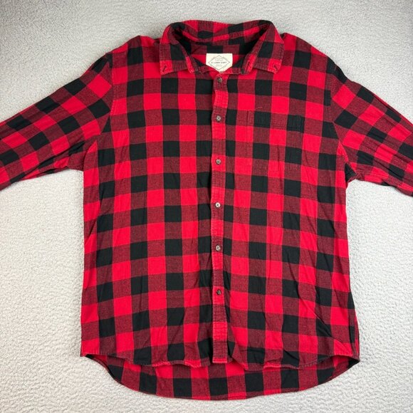 St Johns Bay Flannel Button Shirt Extra Large Red Black Buffalo Plaid Super Soft - Picture 4 of 7